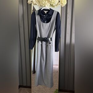 Elegant Black and Gray Women's Dress shirt navy blue